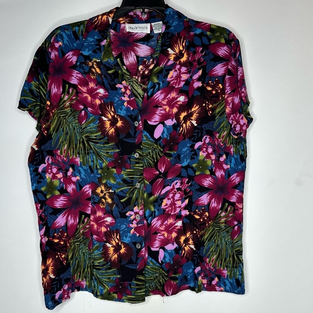 Vintage Apparenza Floral Hawaiian Shirt Women's Large, Short Sleeve